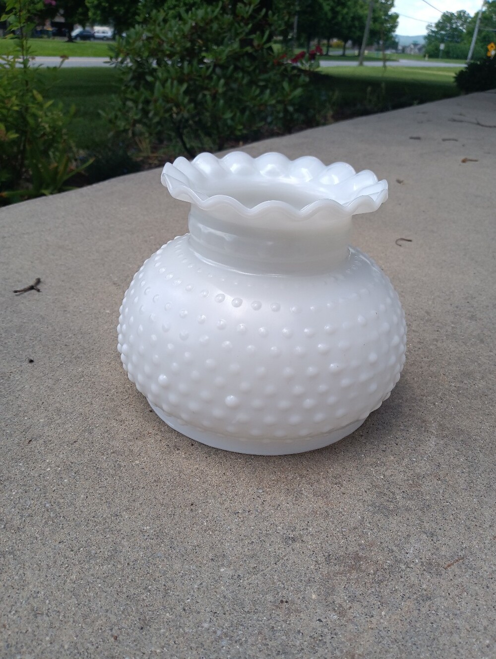 Vintage Replacement Hobnail Milk Glass Oil Lamp Shade Rim 7" Fitter